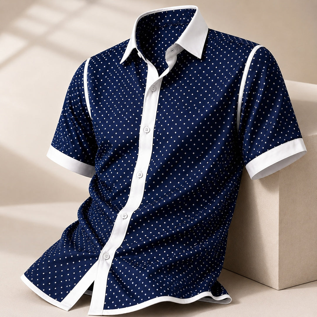 Pallino Contrast-Trim Polka Dot Shirt — ce_metastatic_01