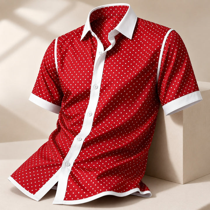 Pallino Contrast-Trim Polka Dot Shirt — ce_metastatic_01