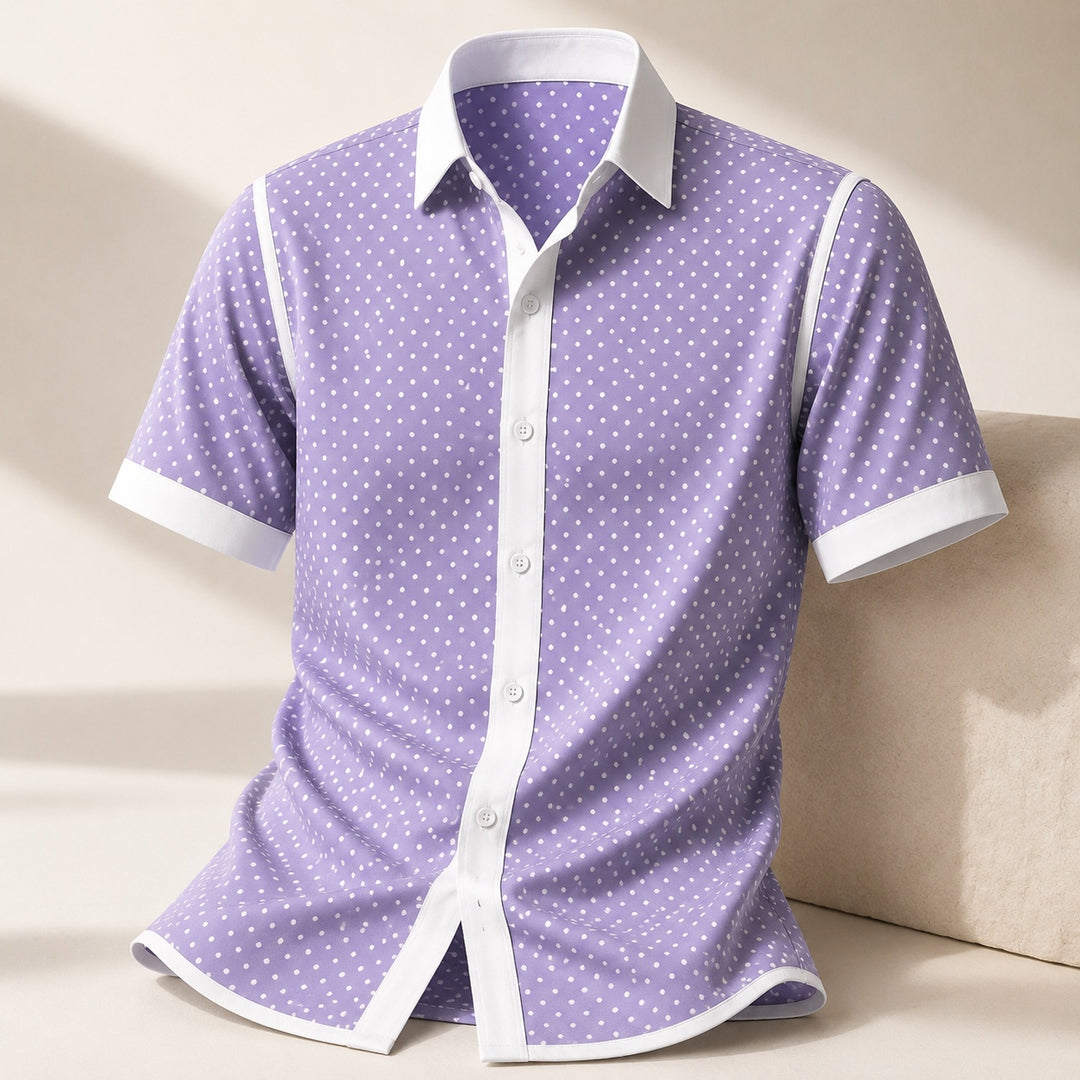 Pallino Contrast-Trim Polka Dot Shirt — ce_metastatic_01
