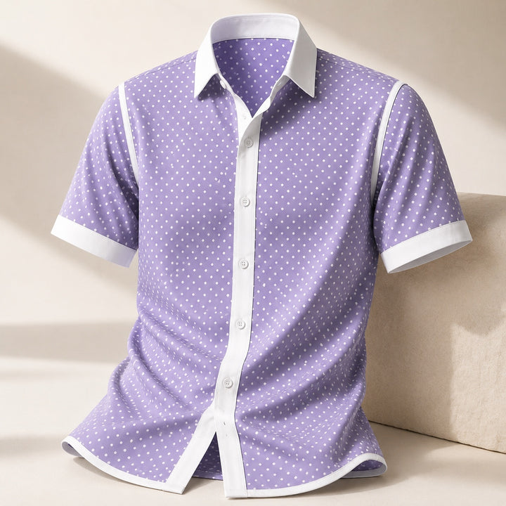 Pallino Contrast-Trim Polka Dot Shirt — ce_metastatic_01