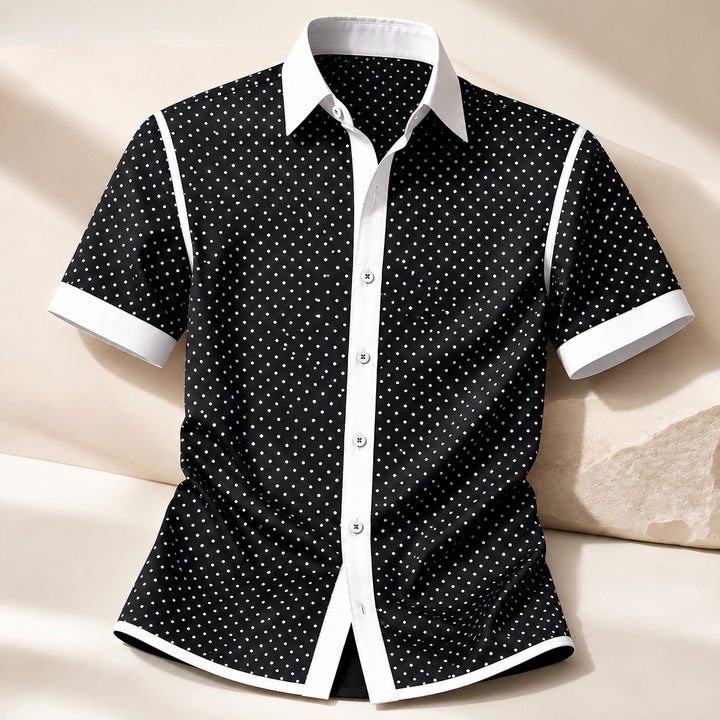 Pallino Contrast-Trim Polka Dot Shirt — ce_metastatic_01