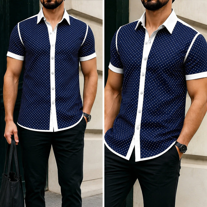 Pallino Contrast-Trim Polka Dot Shirt — ce_pivot_front_01