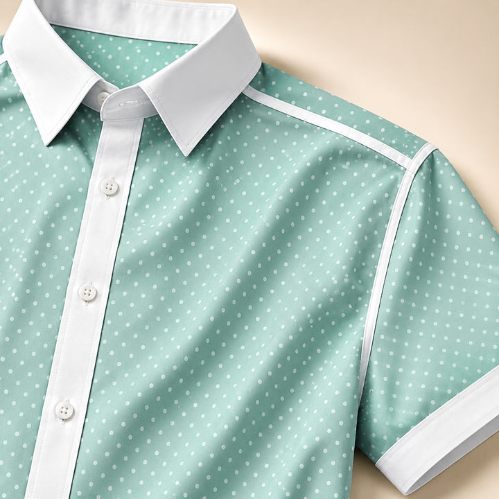 Pallino Contrast-Trim Polka Dot Shirt — ce_metastatic_01