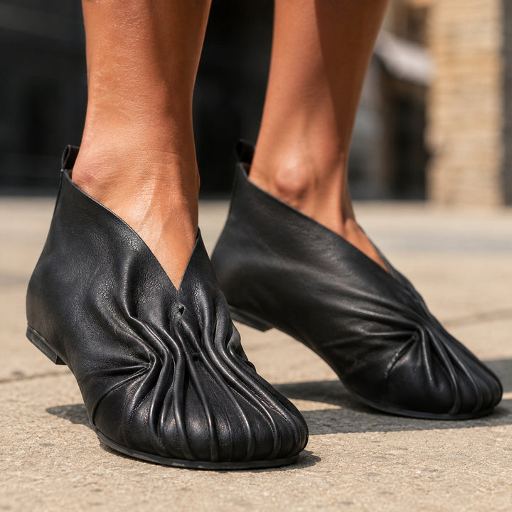 Petalfold Ruched Leather Flats — ce_brooklyn_s1_01