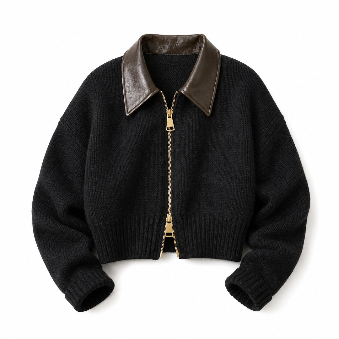 Rialto Leather-Collar Cardigan — ce_wb_01