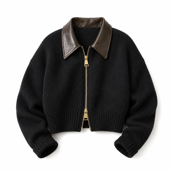 Rialto Leather-Collar Cardigan — ce_wb_01