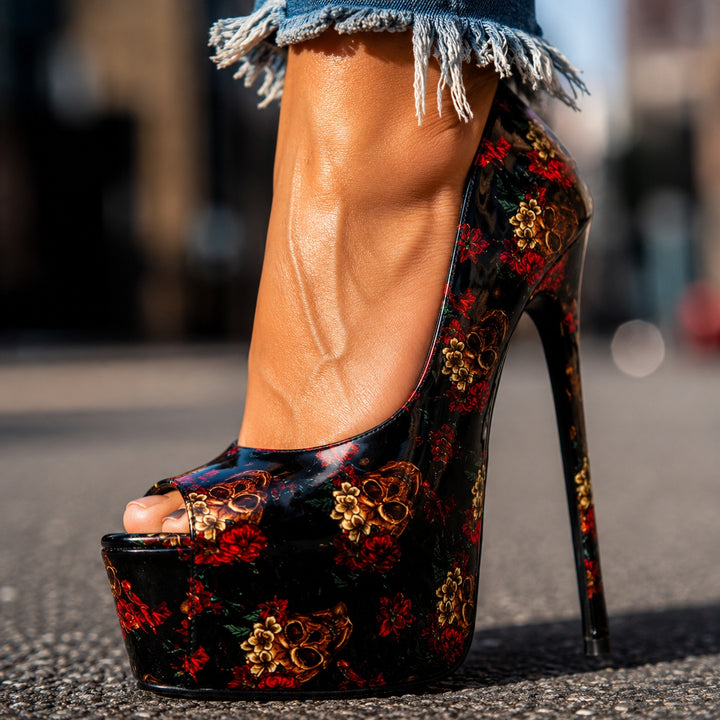 Rosario Skull-Floral Platform Peep-Toe Stilettos — ce_brooklyn_s2_01