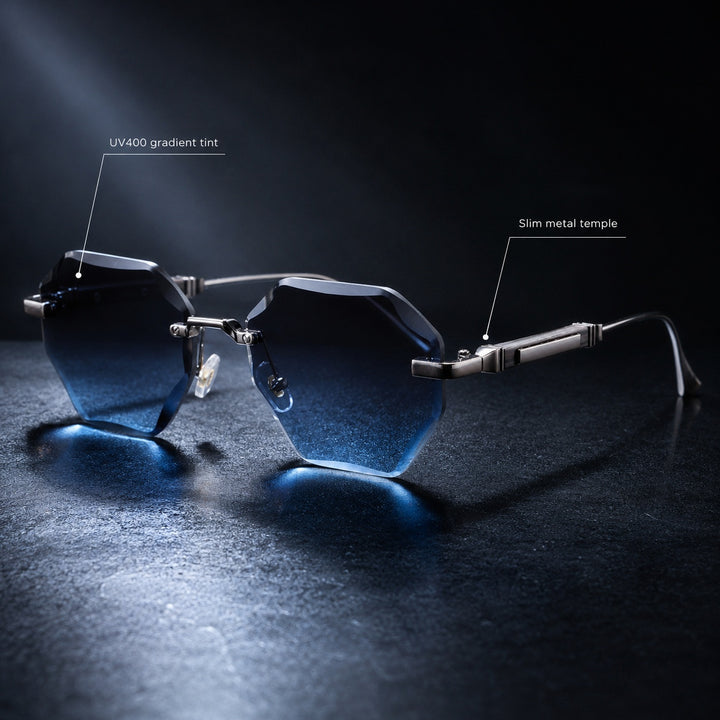 Sfaccettato Rimless Polygon Sunglasses — ce_metastatic_01