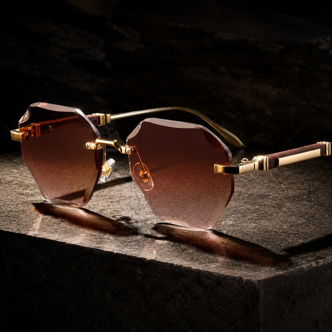 Sfaccettato Rimless Polygon Sunglasses — ce_metastatic_03
