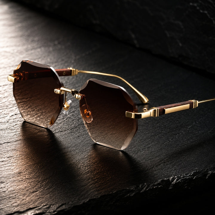 Sfaccettato Rimless Polygon Sunglasses — ce_metastatic_04