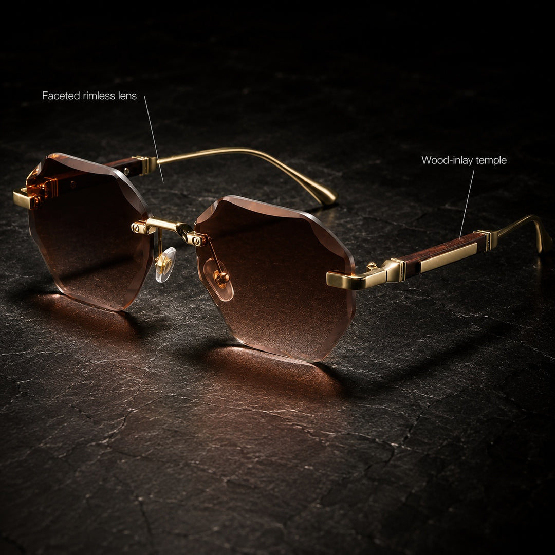 Sfaccettato Rimless Polygon Sunglasses — ce_metastatic_06