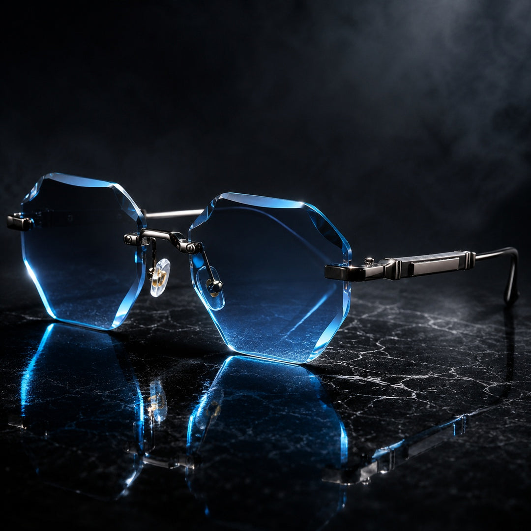 Sfaccettato Rimless Polygon Sunglasses — ce_metastatic_07