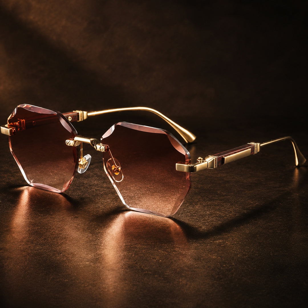 Sfaccettato Rimless Polygon Sunglasses — ce_metastatic_08