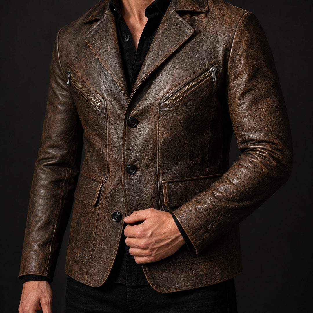 Sidecar Notch-Lapel Leather Blazer — ce_studio_01