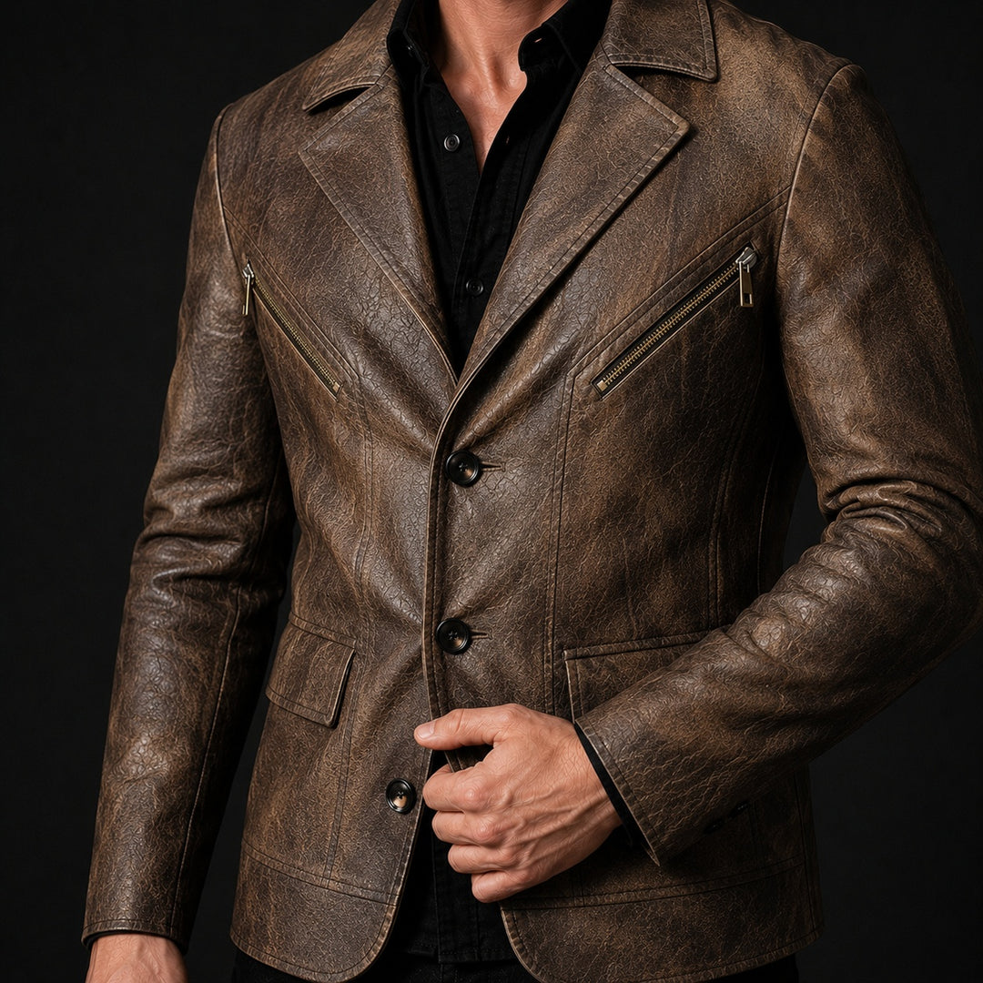Sidecar Notch-Lapel Leather Blazer — ce_studio_01