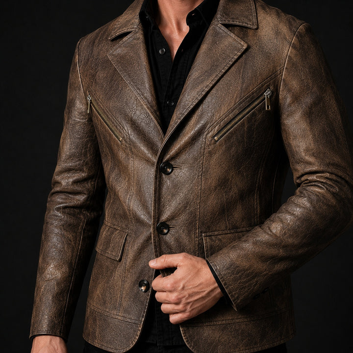 Sidecar Notch-Lapel Leather Blazer — ce_studio_01