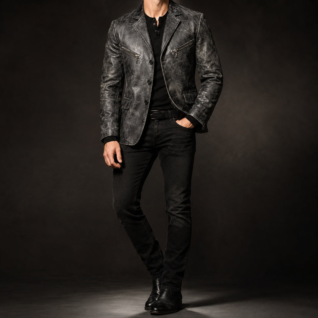 Sidecar Notch-Lapel Leather Blazer — ce_studio_01