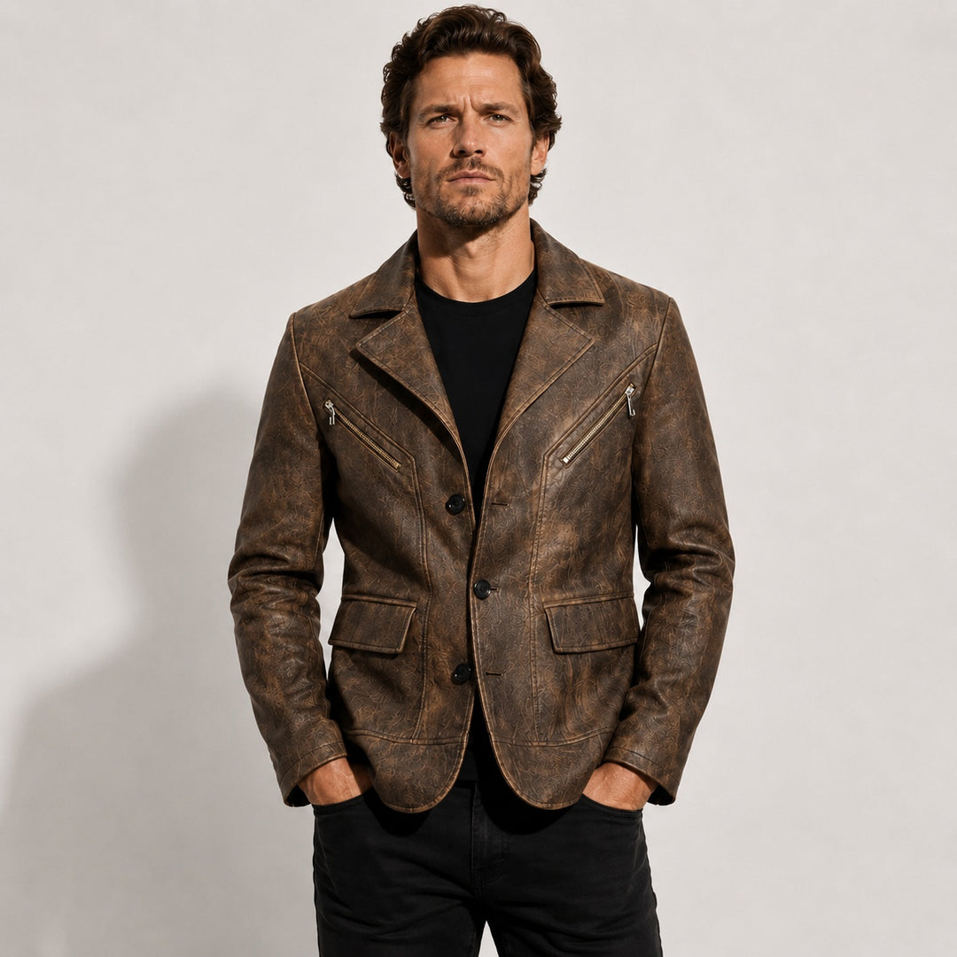 Sidecar Notch-Lapel Leather Blazer — ce_pivot_front_01
