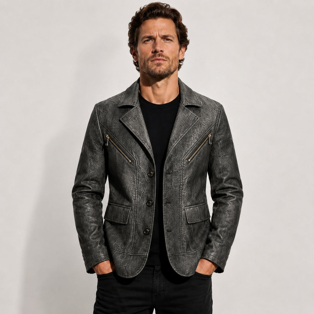 Sidecar Notch-Lapel Leather Blazer — ce_pivot_front_02