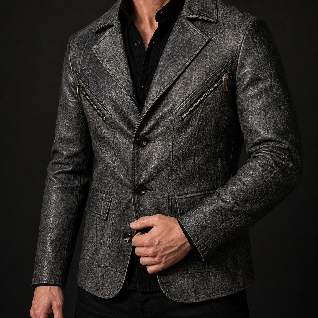 Sidecar Notch-Lapel Leather Blazer — ce_studio_01