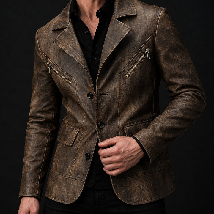 Sidecar Notch-Lapel Leather Blazer — ce_studio_01