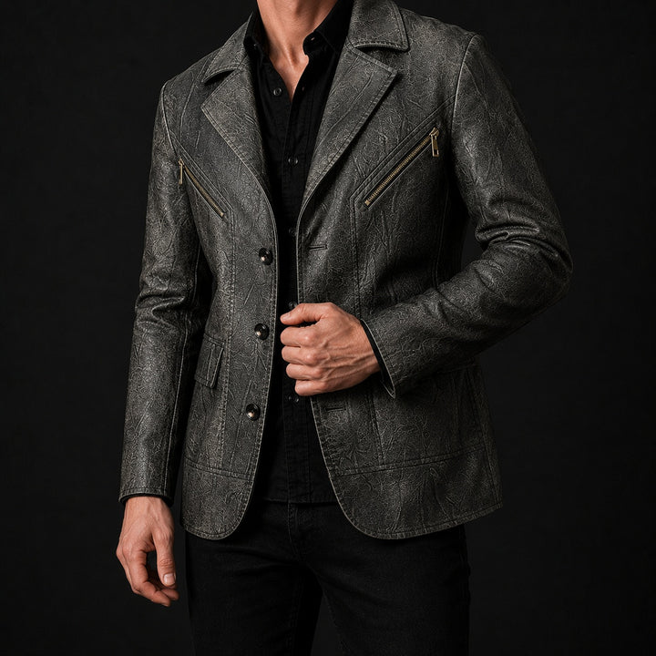 Sidecar Notch-Lapel Leather Blazer — ce_studio_01