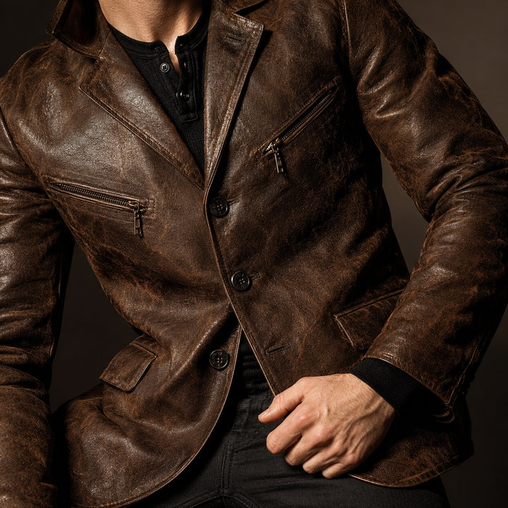 Sidecar Notch-Lapel Leather Blazer — ce_studio_01