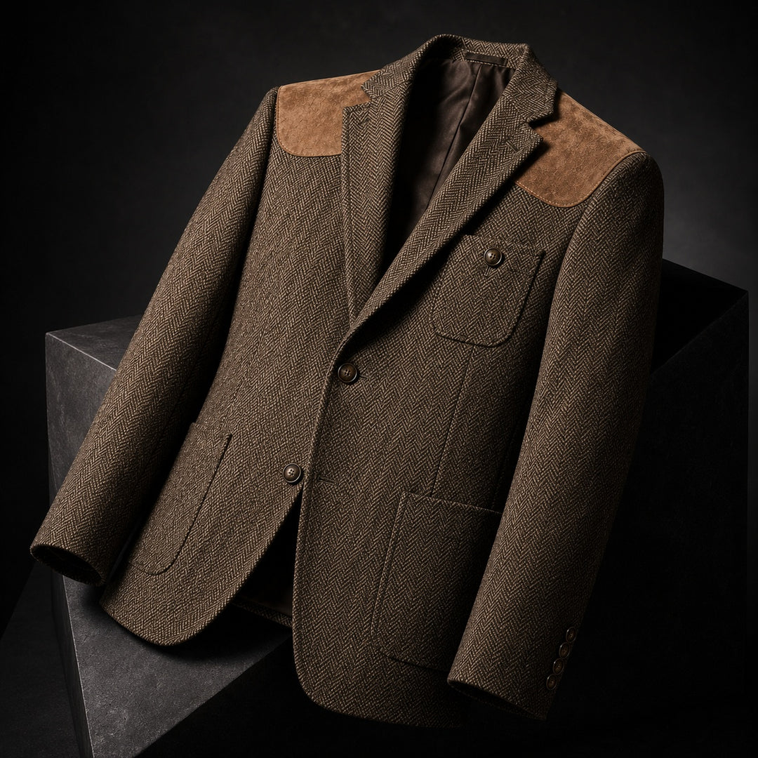 Spallina Suede-Patch Herringbone Blazer — ce_metastatic_03