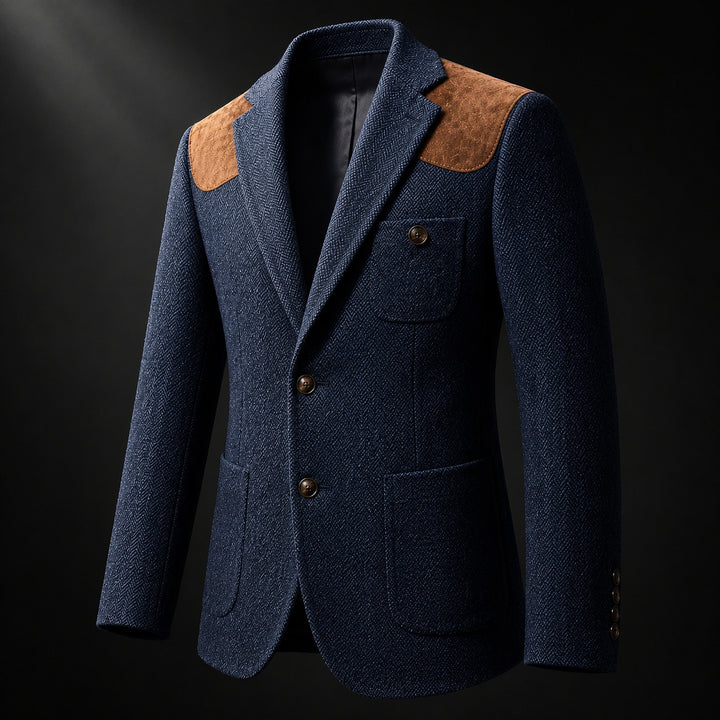 Spallina Suede-Patch Herringbone Blazer — ce_metastatic_05