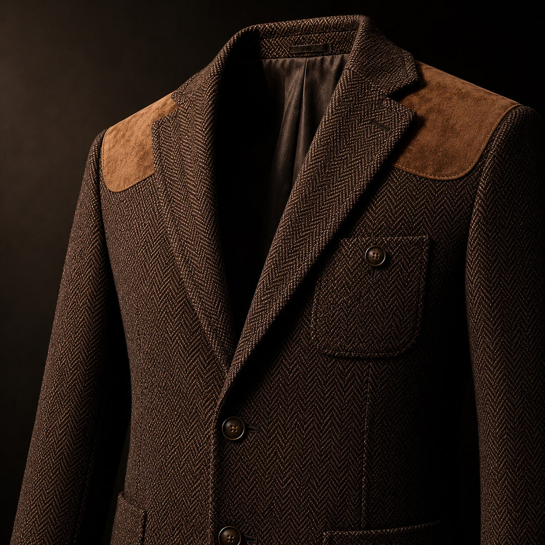 Spallina Suede-Patch Herringbone Blazer — ce_metastatic_07