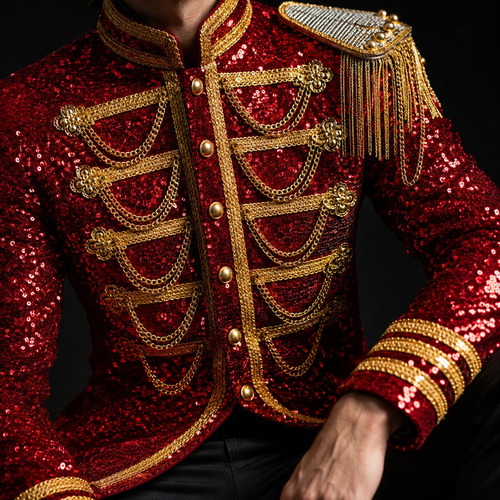 Tamburino Chain-Front Sequin Blazer — ce_studio_01