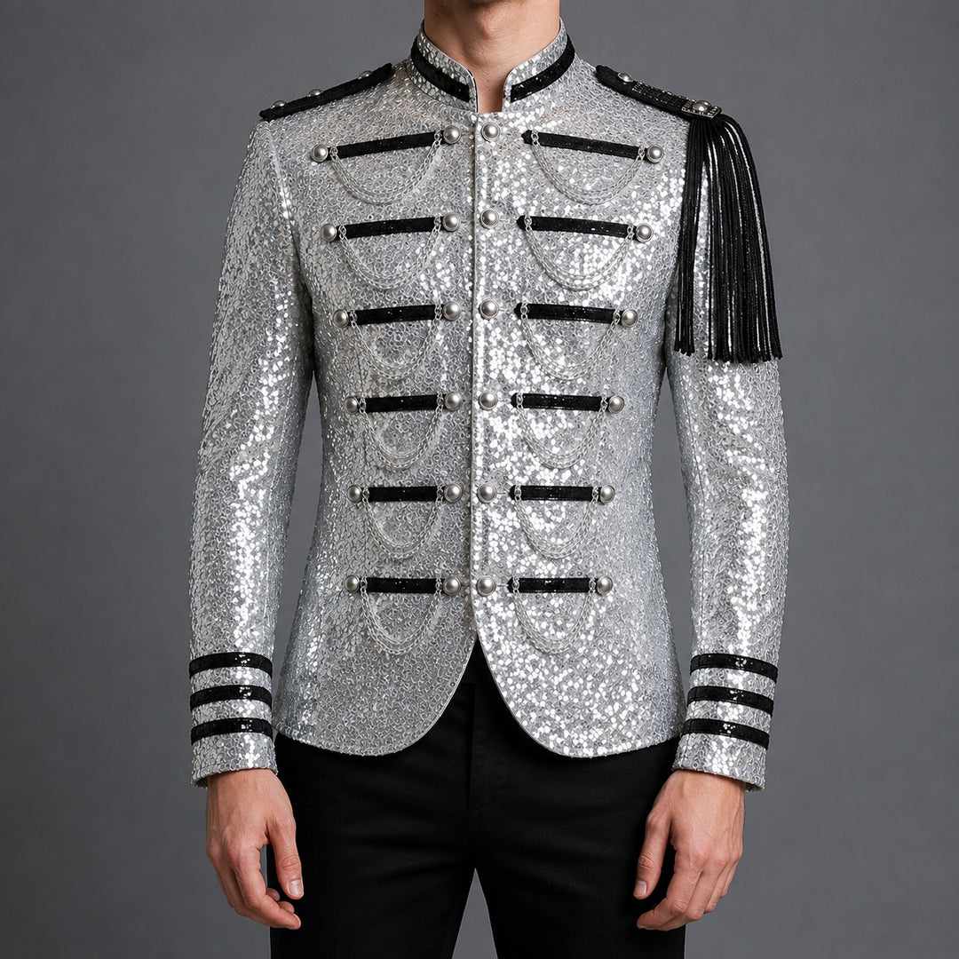 Tamburino Chain-Front Sequin Blazer — ce_pivot_front_01