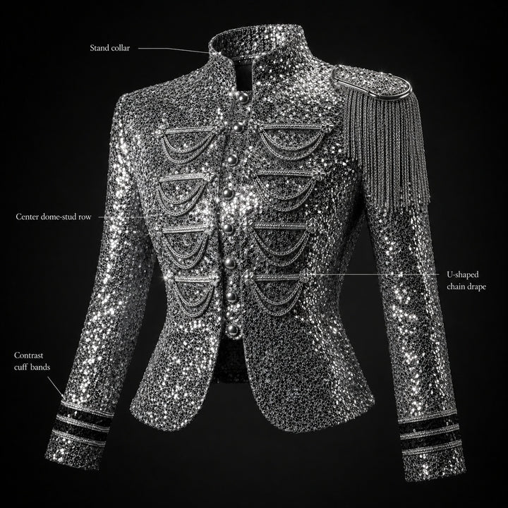Tamburino Chain-Front Sequin Blazer — ce_metastatic_02