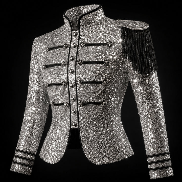 Tamburino Chain-Front Sequin Blazer — ce_metastatic_04