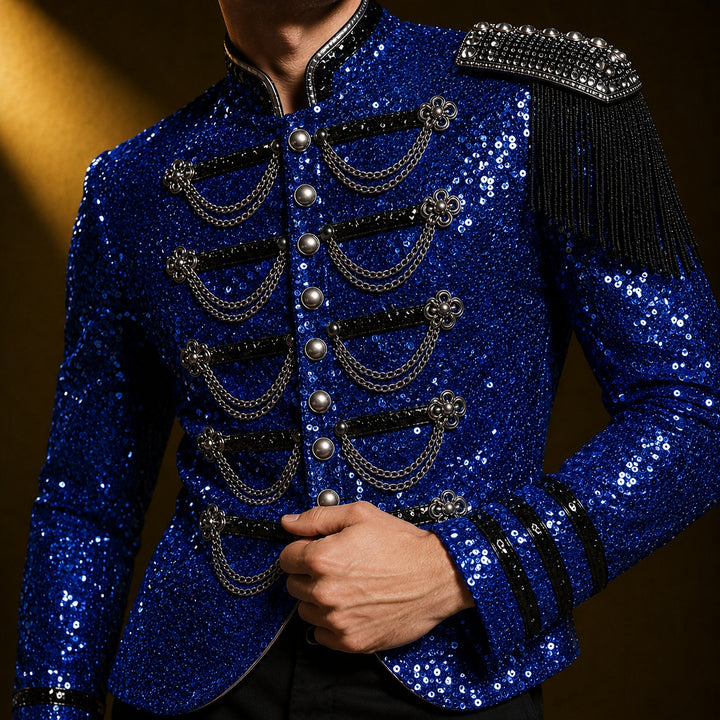 Tamburino Chain-Front Sequin Blazer — ce_studio_01