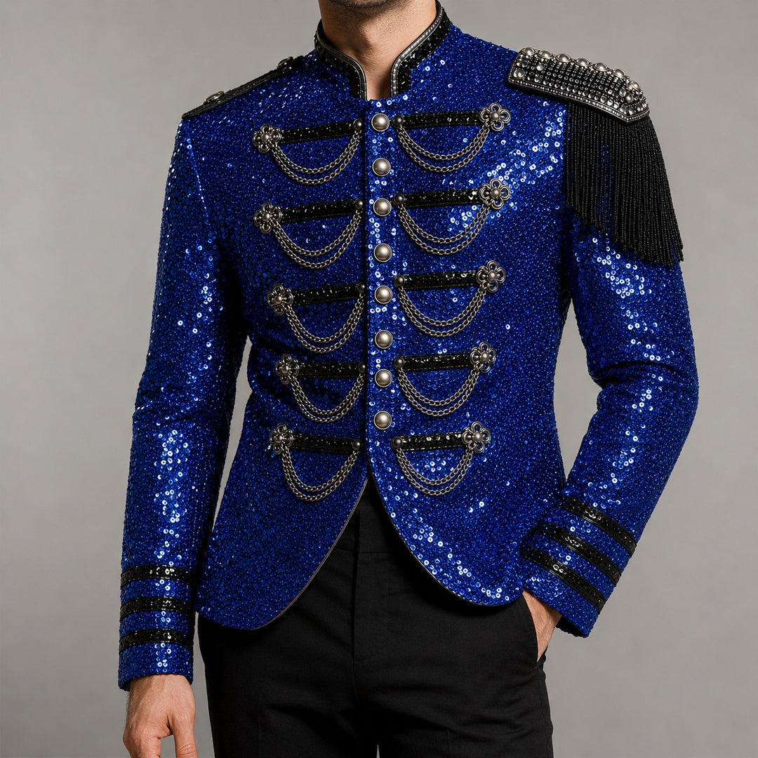 Tamburino Chain-Front Sequin Blazer — ce_pivot_front_05