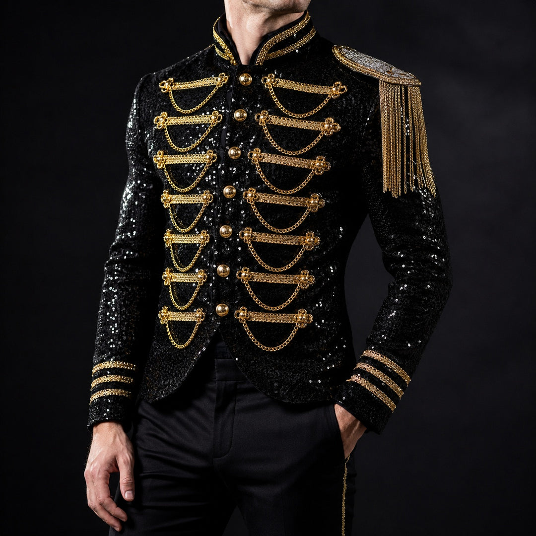 Tamburino Chain-Front Sequin Blazer — ce_studio_01