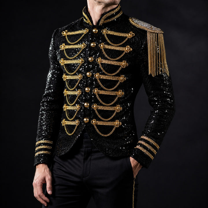 Tamburino Chain-Front Sequin Blazer — ce_studio_01