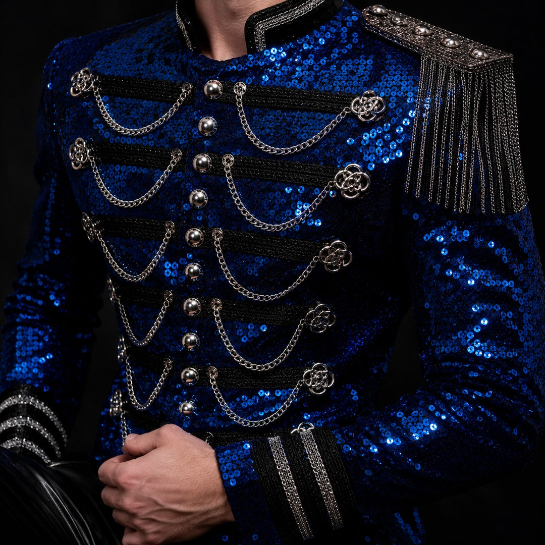 Tamburino Chain-Front Sequin Blazer — ce_studio_01