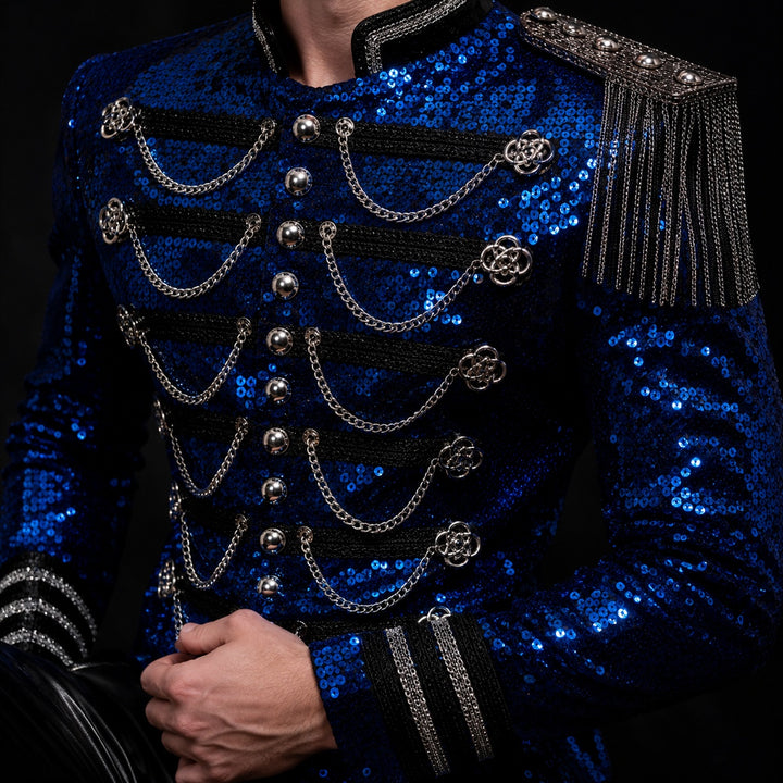 Tamburino Chain-Front Sequin Blazer — ce_studio_01