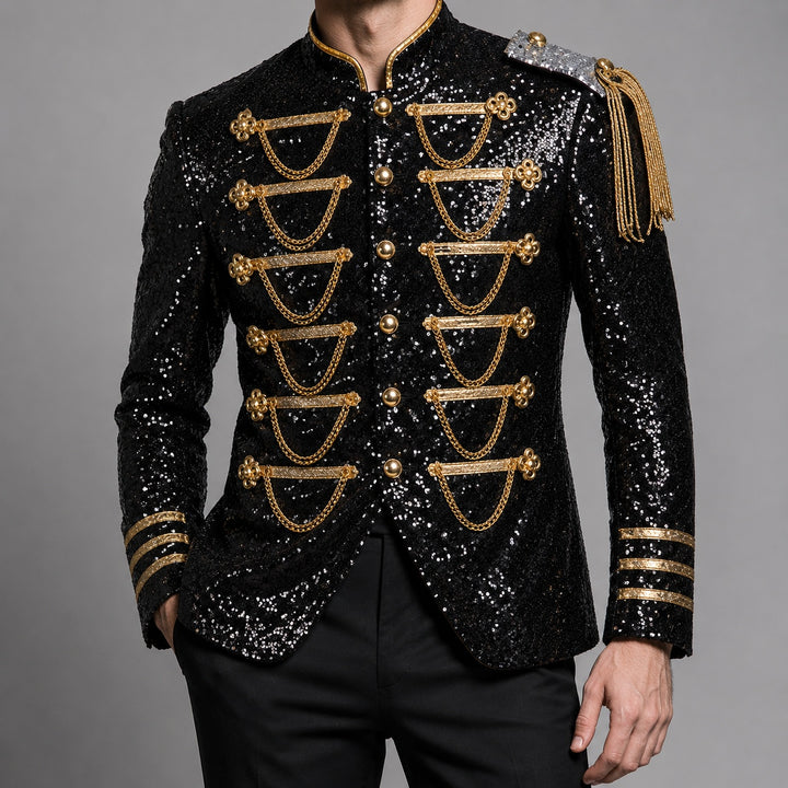 Tamburino Chain-Front Sequin Blazer — ce_pivot_front_06