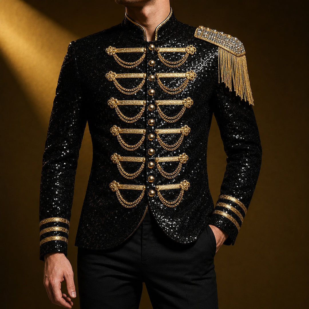 Tamburino Chain-Front Sequin Blazer — ce_studio_01