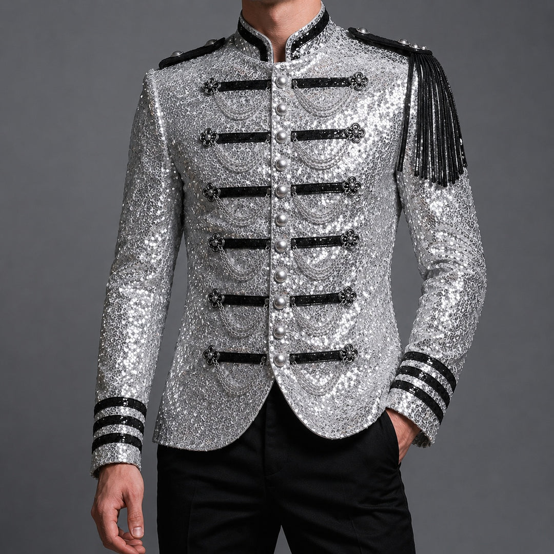 Tamburino Chain-Front Sequin Blazer — ce_pivot_front_08