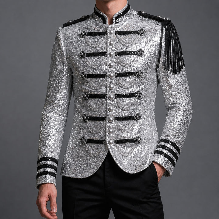 Tamburino Chain-Front Sequin Blazer — ce_pivot_front_08
