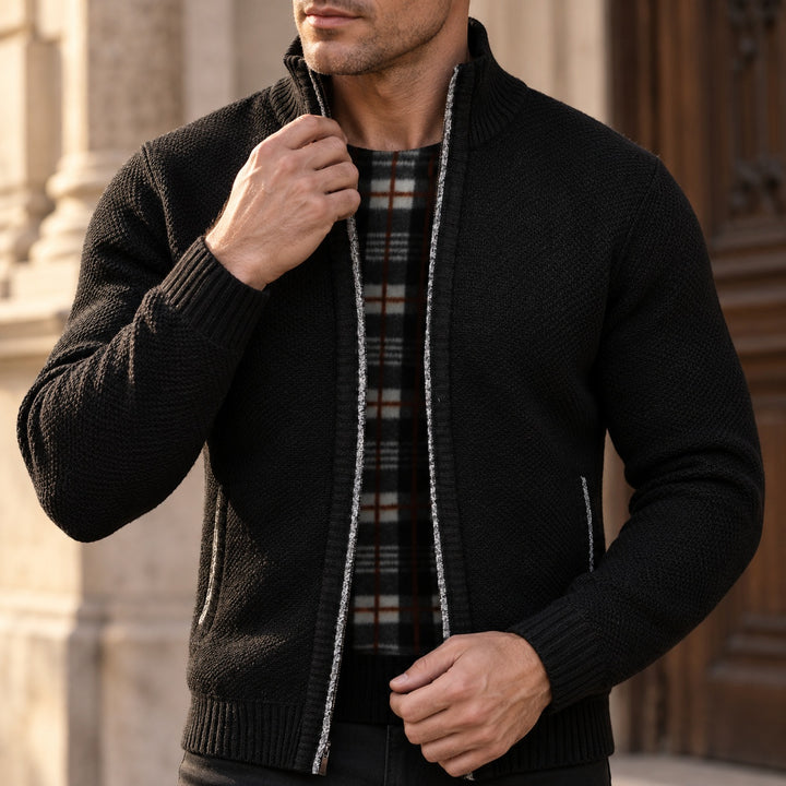 Tartan-Lined Zip Cardigan — ce_soul_s2_01