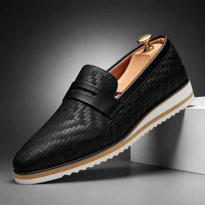 Trecento Woven Penny Loafers — ce_angle_01