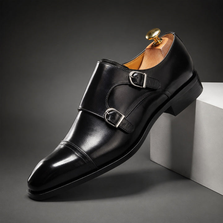 Veneziano Double Monk Cap-Toe Shoes — ce_angle_01