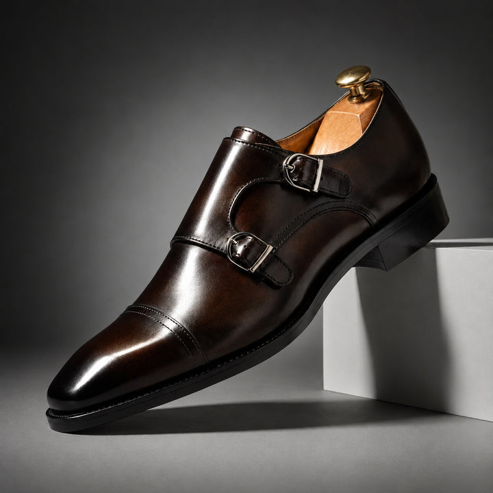 Veneziano Double Monk Cap-Toe Shoes — ce_angle_01