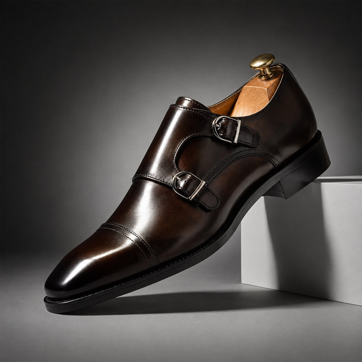 Veneziano Double Monk Cap-Toe Shoes — ce_angle_01
