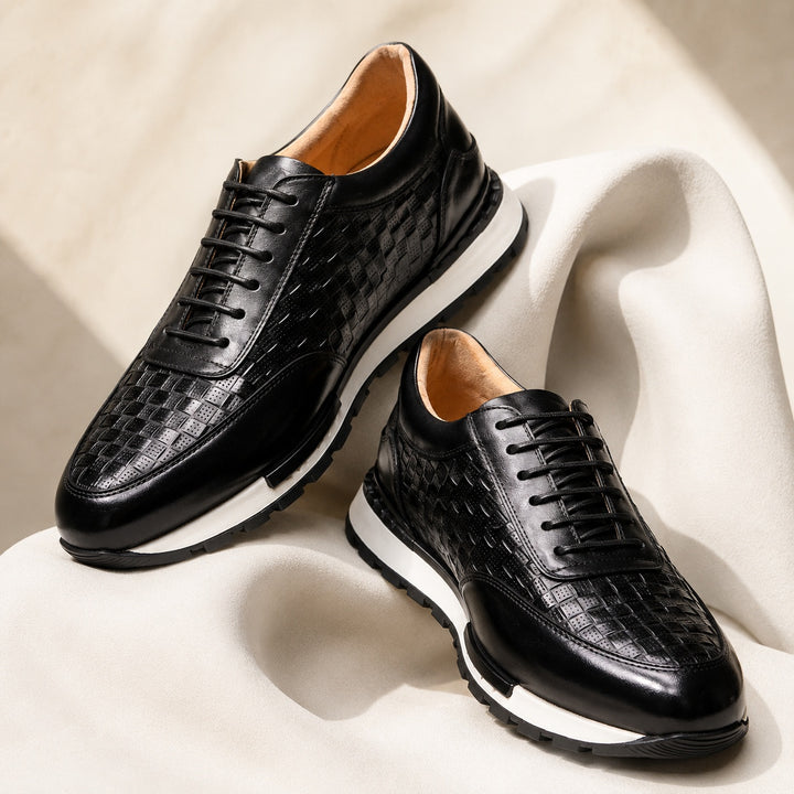 Verona Woven Leather Sneakers — ce_metastatic_01